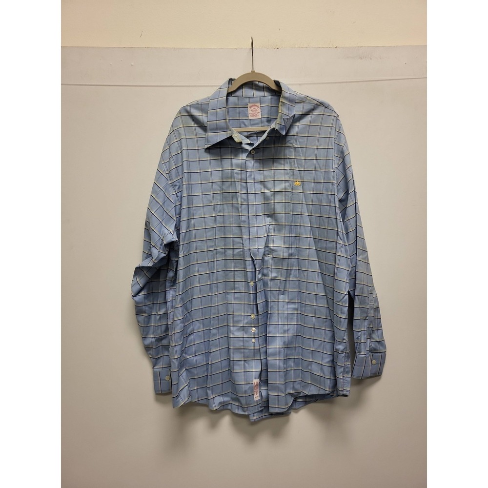 Brooks Brothers XXL Mens‎ Shirt Blue Plaid Long Sleeve Button Down Casual Dress